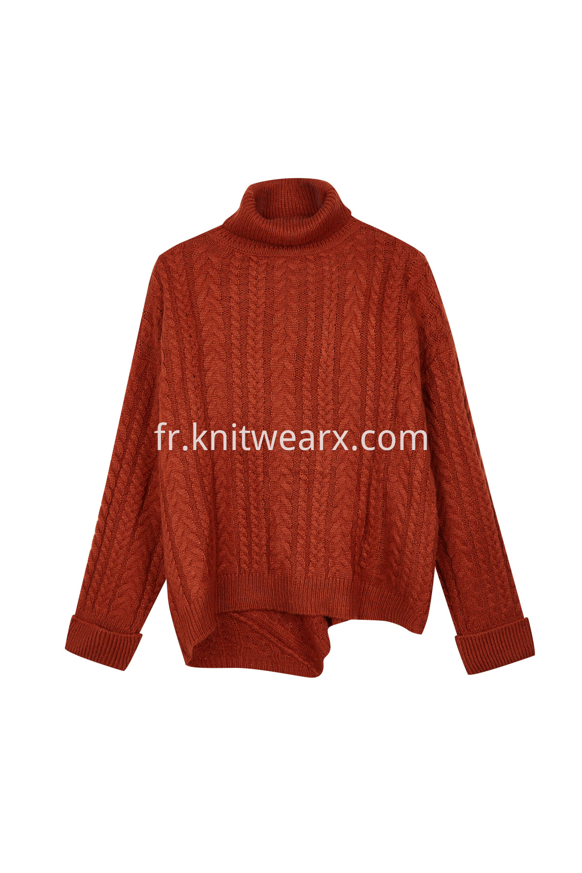 Women's Casual Turtleneck Loose Chunky Cable Knit Pullover Sweater Outerwear